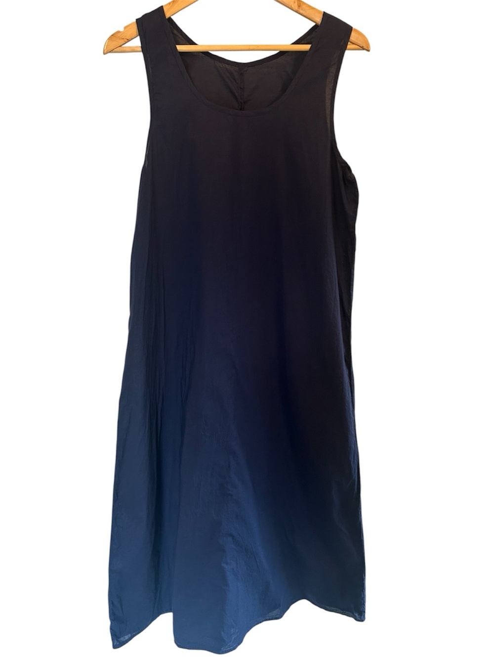 Vintage 90s April Cornell Navy Blue Sleeveless Maxi Dress Lightweight Cotton